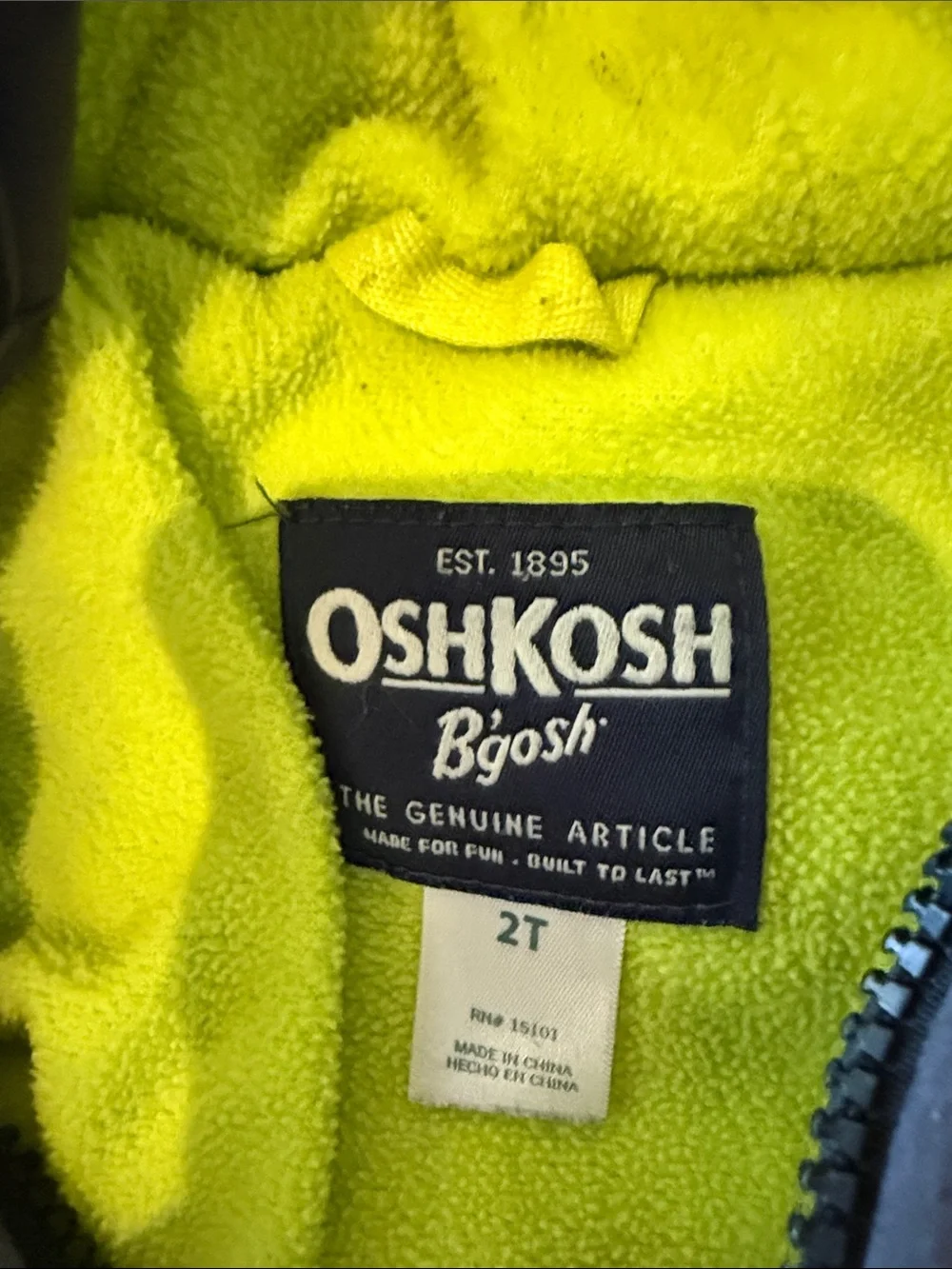 OshKosh B'gosh Colorblock Hooded Puffer Jacket - Black, Gray & Lime